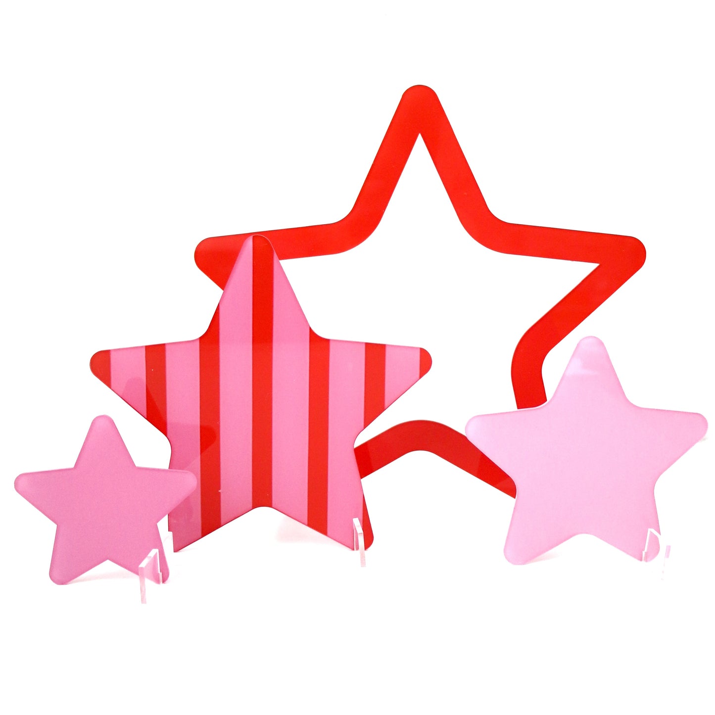Red and pink Acrylic Stars - set of 4