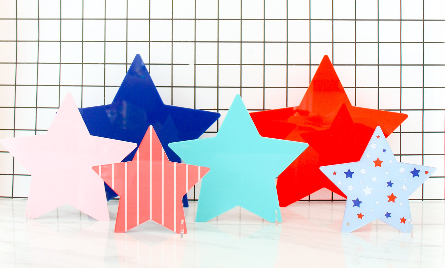 Red and pink Acrylic Star Decorations
