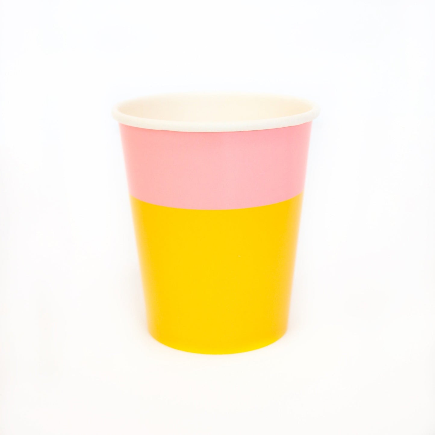 Yellow and light pink color block cup
