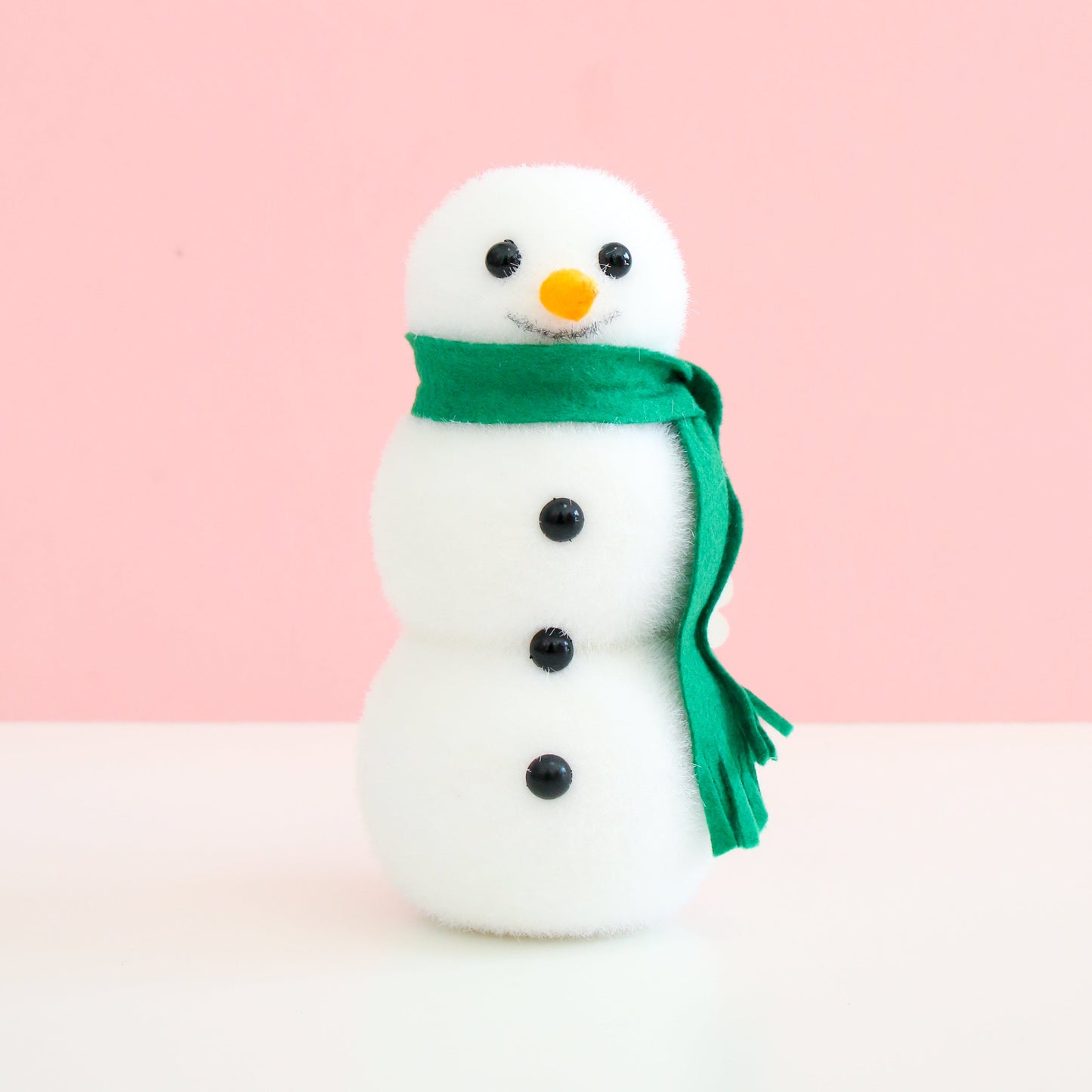 Dark Green Scarf Flocked Snowman Decoration