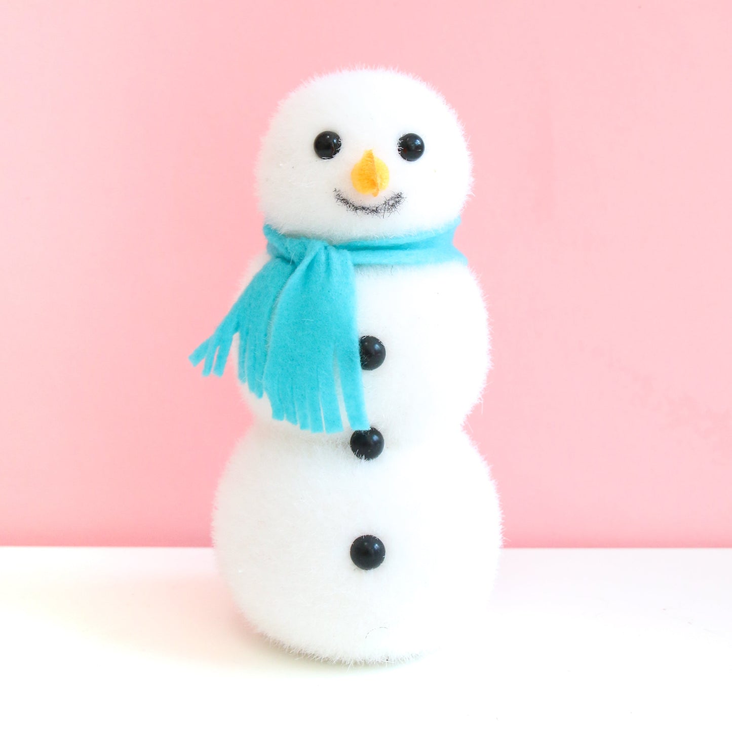Turquoise Scarf Flocked Snowman Decoration
