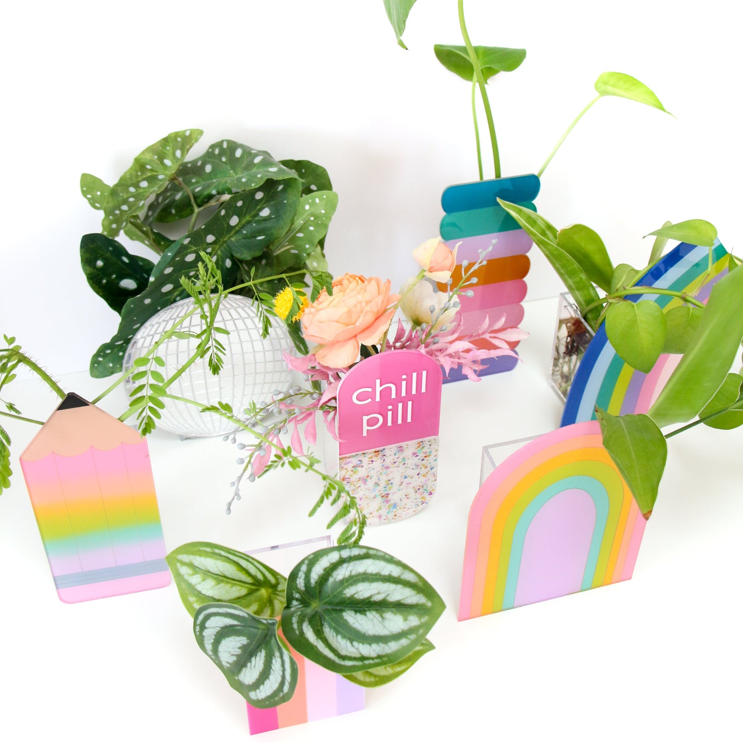 Blue Rainbow Stripe Standing Propagation Planter