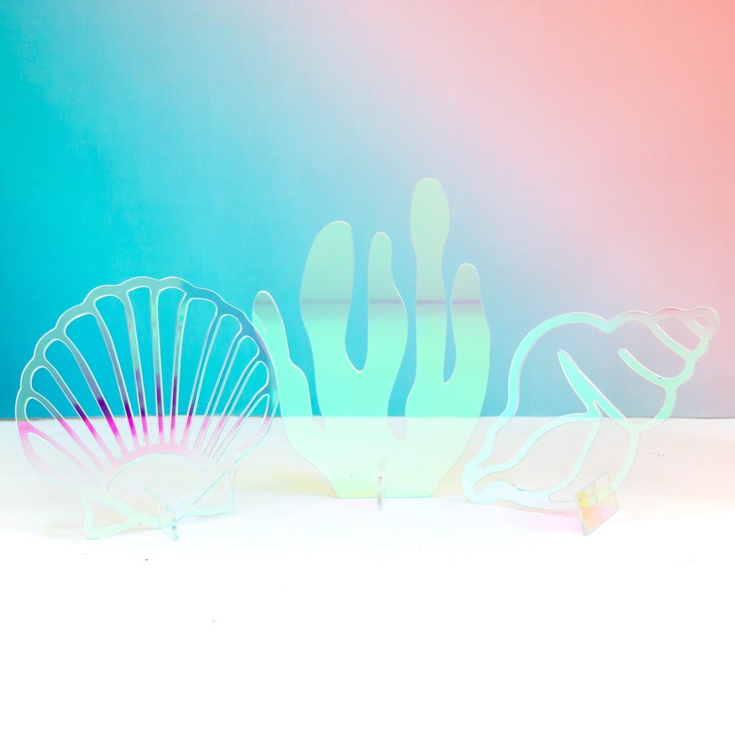 Iridescent shell acrylic decor