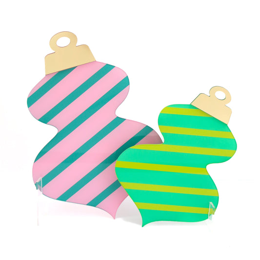 Teal, Green and Pink acrylic Standing Ornaments