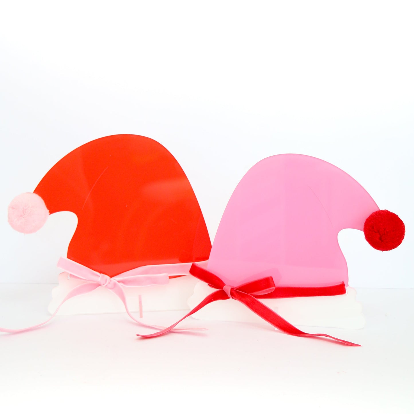 Pink and red acrylic Santa Hat