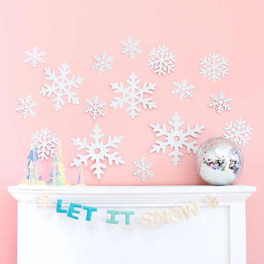 Large White Glitter Paper Snowflakes
