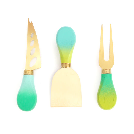 Blue and green set of 3 ombre charcuterie knives