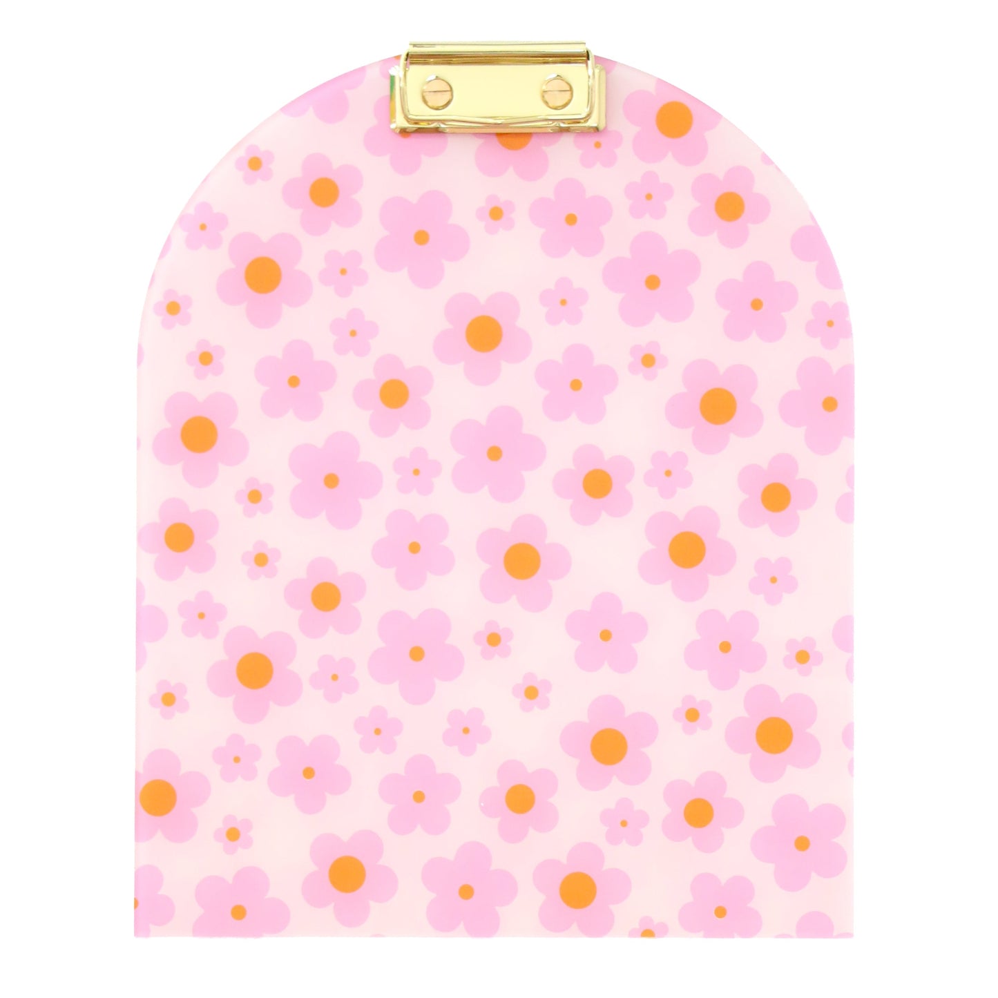 Pink and orange daisy patterned acrylic clipboard