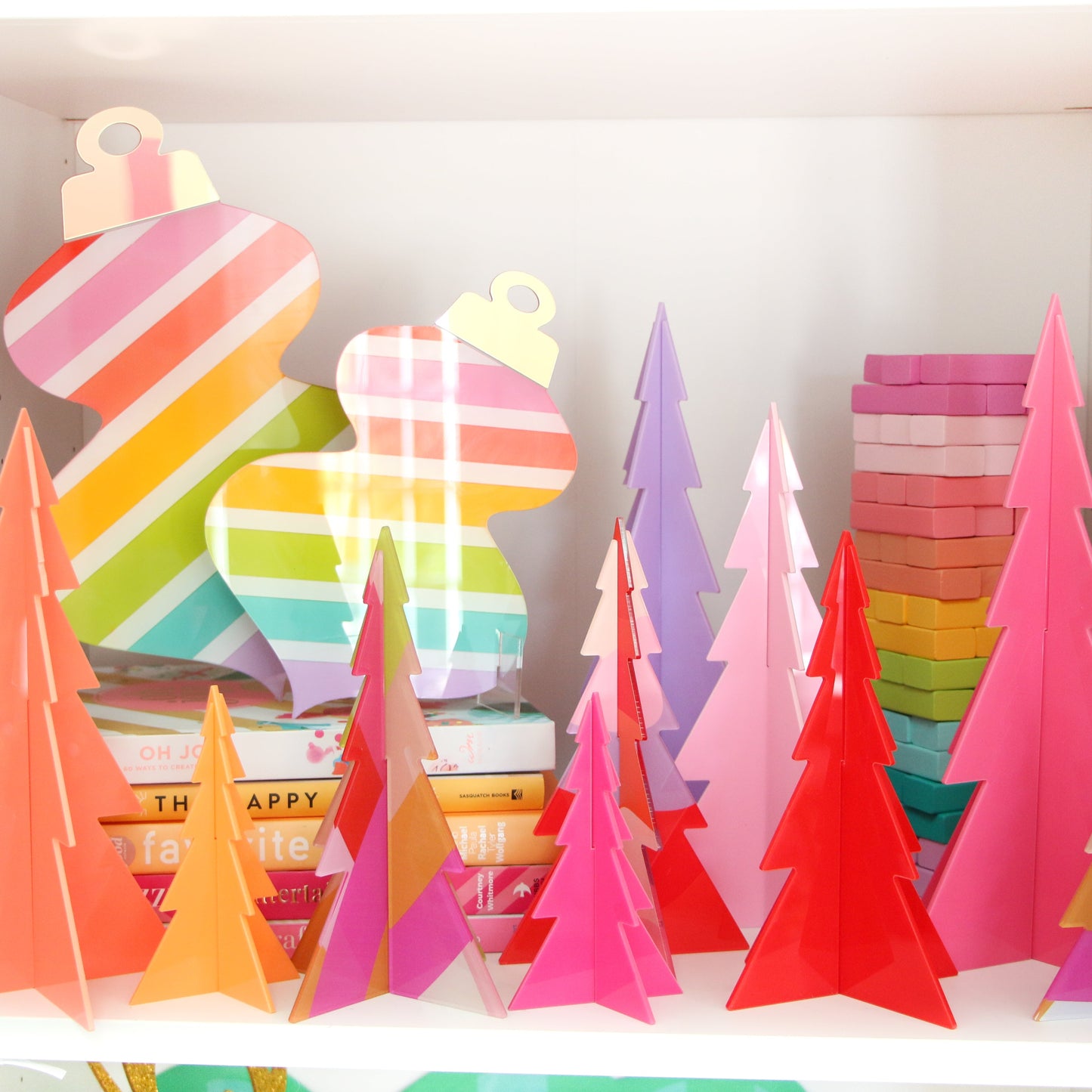 Rainbow stripe standing acrylic ornaments