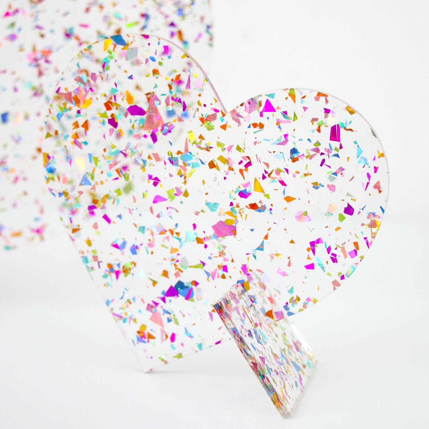 Confetti Acrylic Heart Decorations