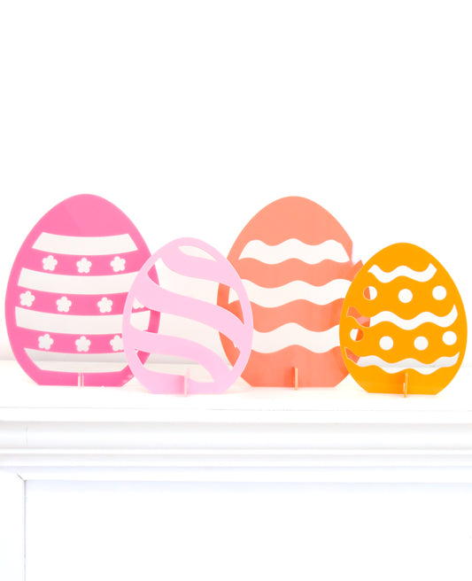 Pink and Coral set of acrylic Easter Eggs