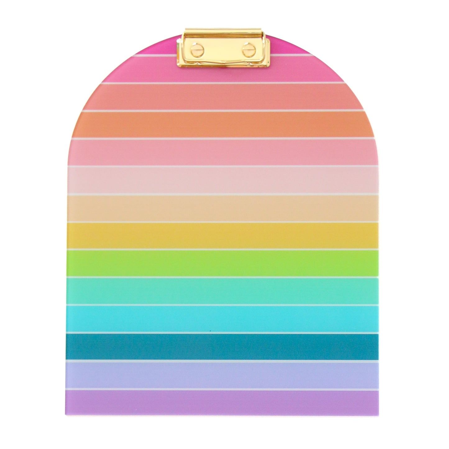 Rainbow stripe patterned acrylic clipboard