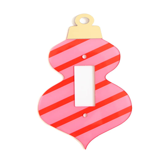 Red and pink stripe ornament acrylic light switch plate