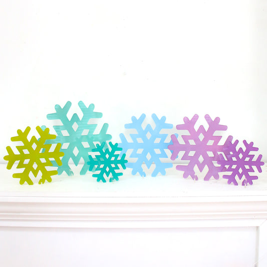 Acrylic snowflakes - cool color set