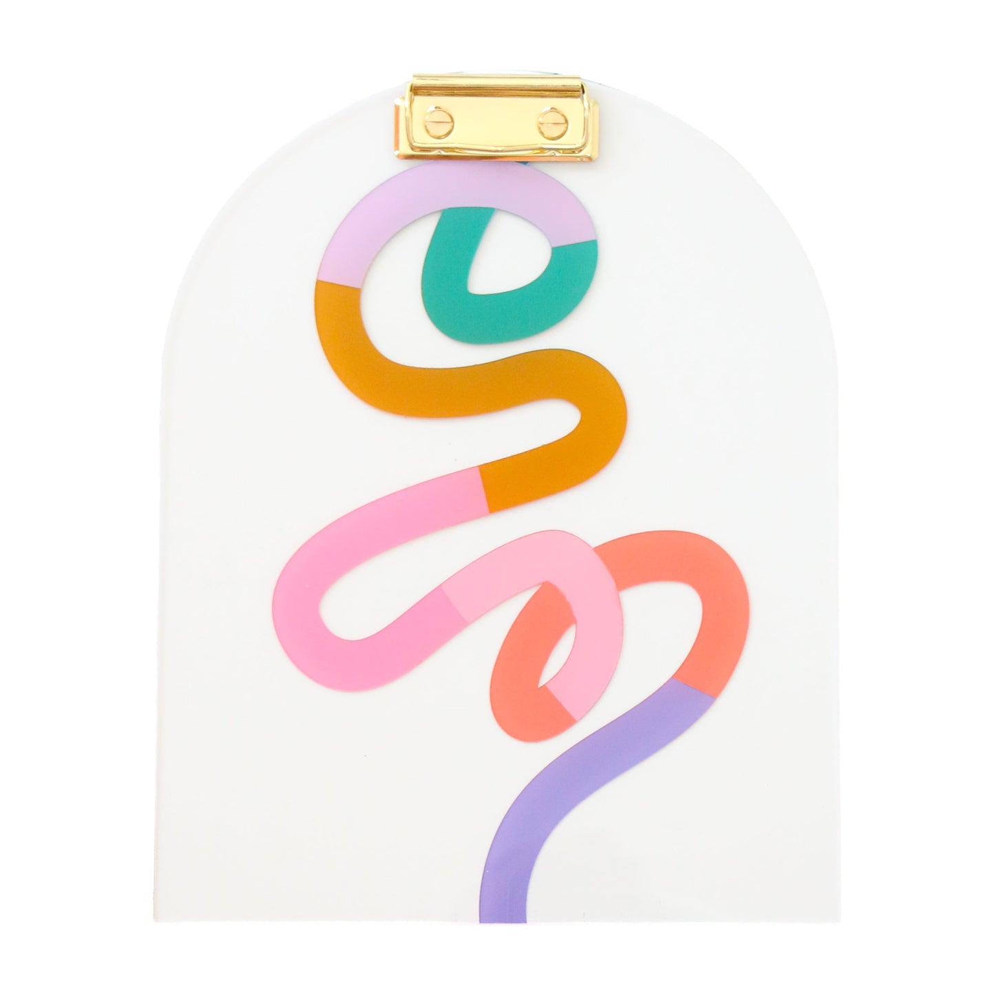 Rainbow squiggle patterned acrylic clipboard