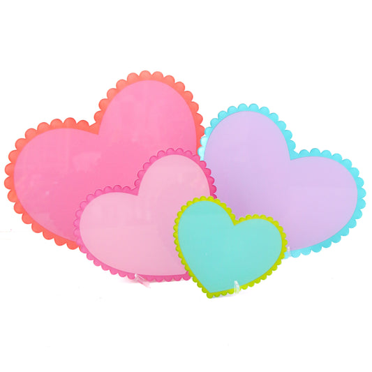 Multi color acrylic hearts - set of 4