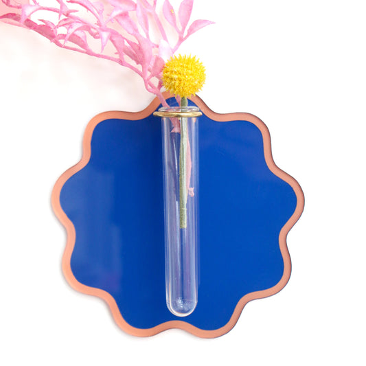Wavy circle wall hook - blue and peach