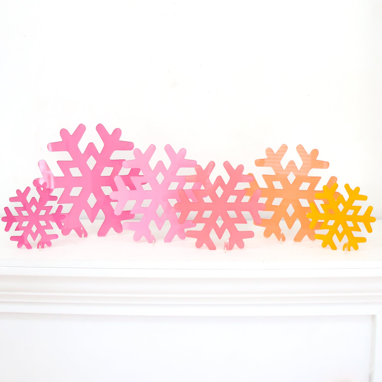 Acrylic snowflakes - warm color set
