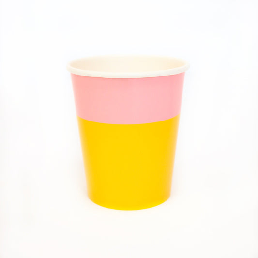 Yellow and light pink color block cup