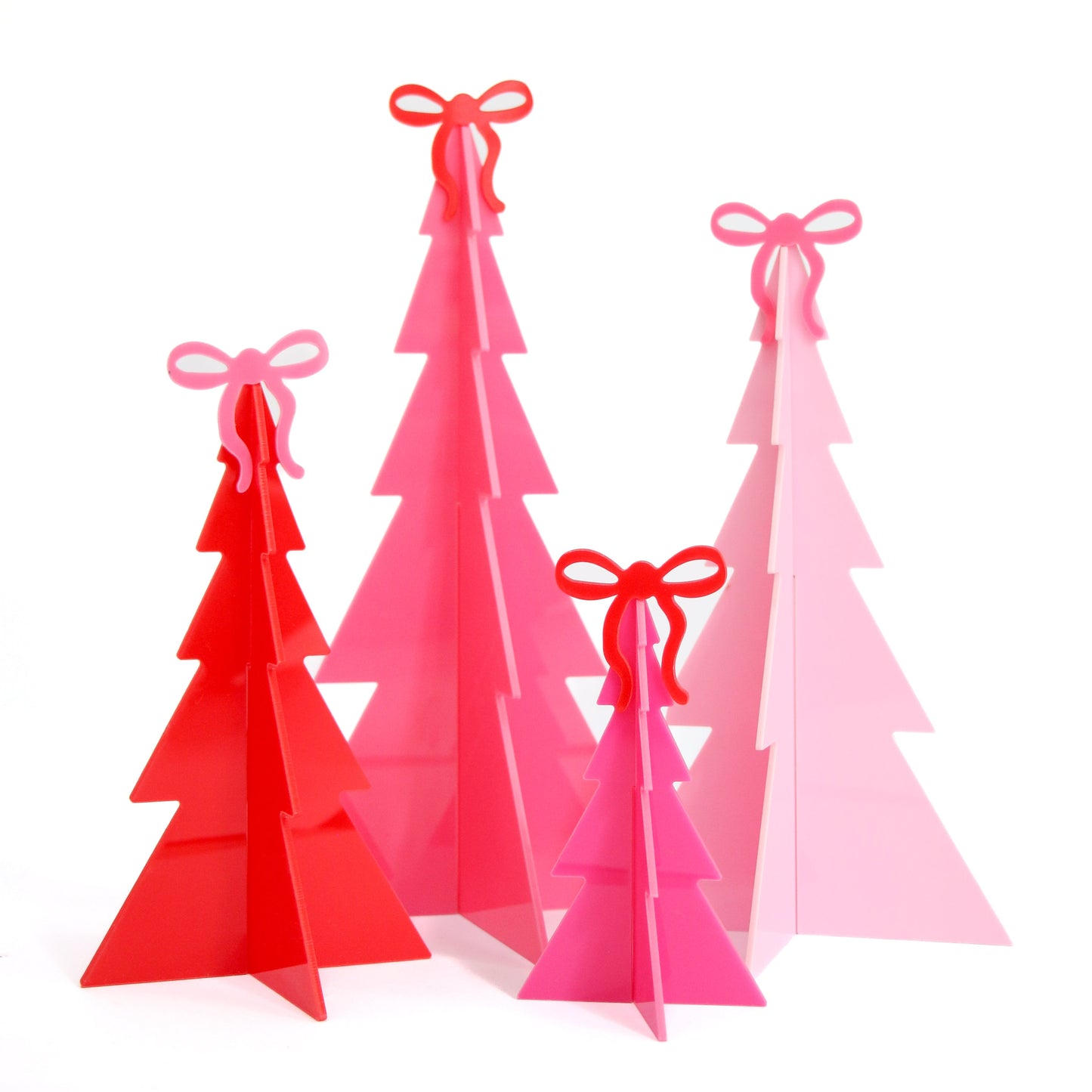 Red and pink Acrylic Tree Set with bows
