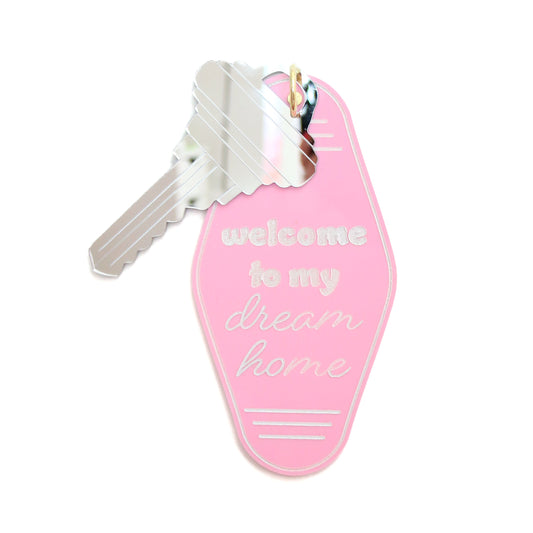 Giant key and keychain acrylic wall hook - welcome to my dream home