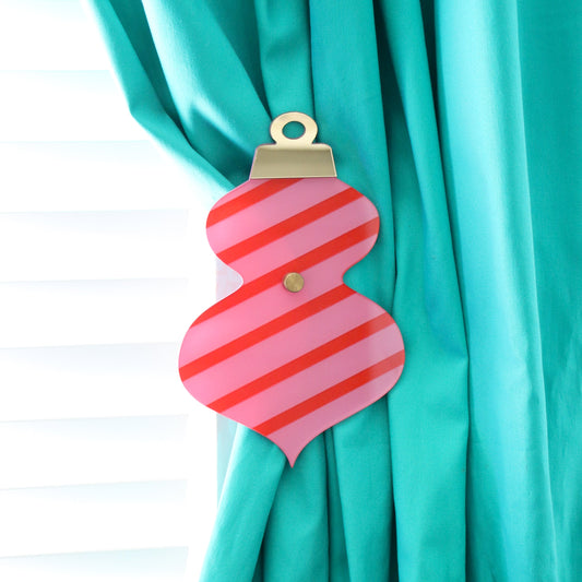 Red and pink stripe ornament curtain tie back