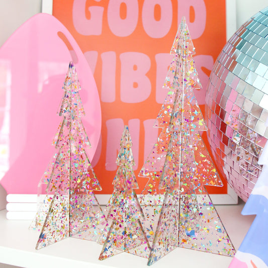 Confetti acrylic Christmas trees