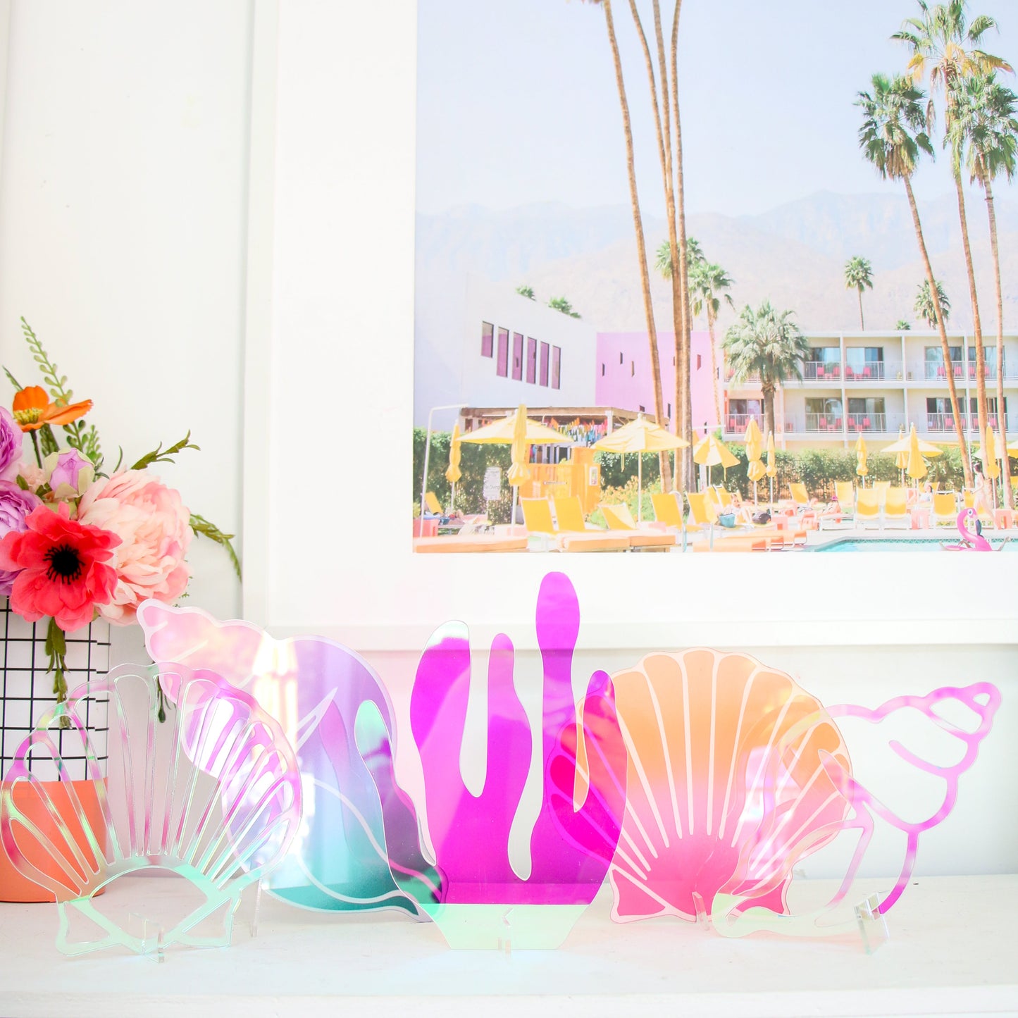 Gradient acrylic sea shell decor