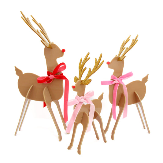 Acrylic reindeer - tan with gold antlers