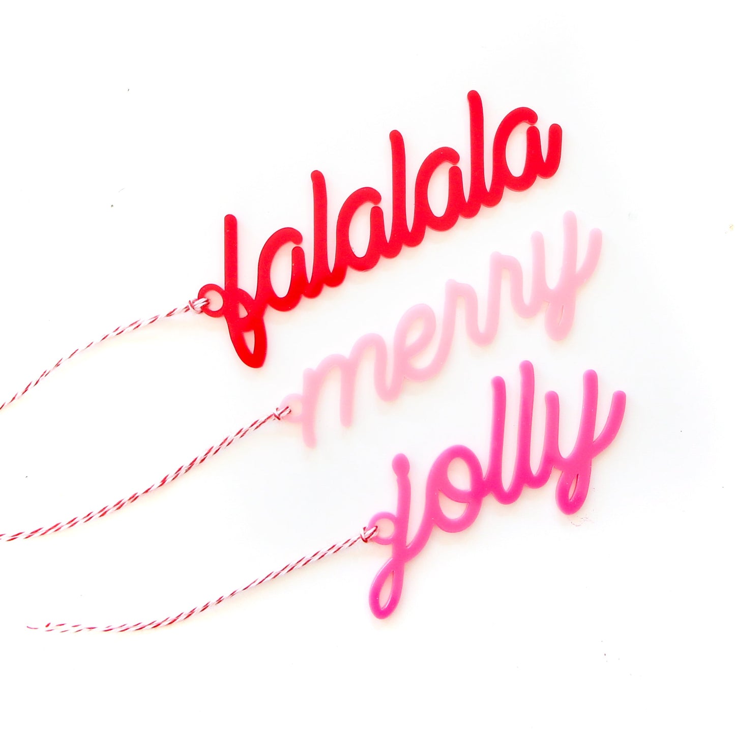 Red and Pink script phrases Gift Tag Set