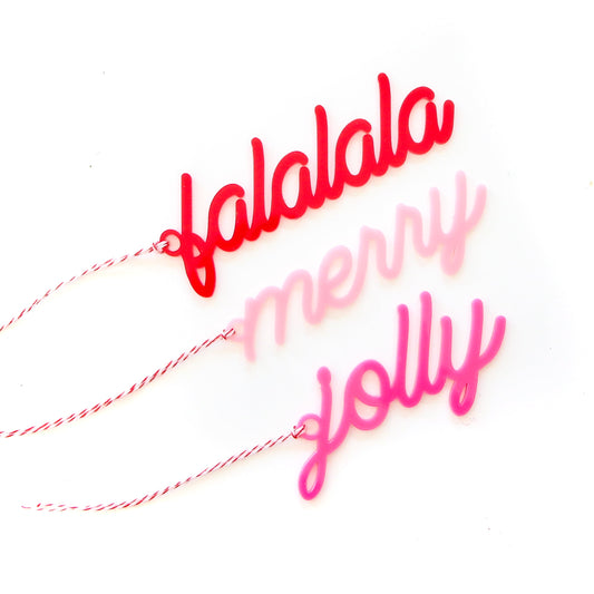 Red and Pink script phrases Gift Tag Set
