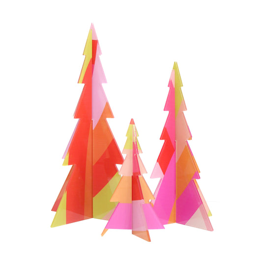 Red and Pink Abstract stripe acrylic trees