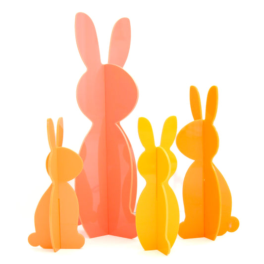 Coral and Yellow Acrylic Bunny Decorations