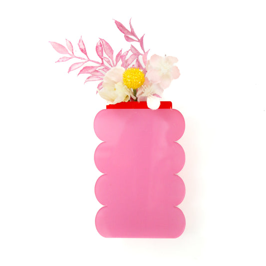 Red and pink scalloped edge acrylic wall propagation planter