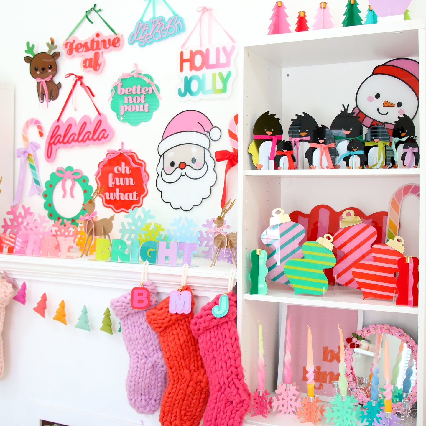 Merry Bright Acrylic standing sign