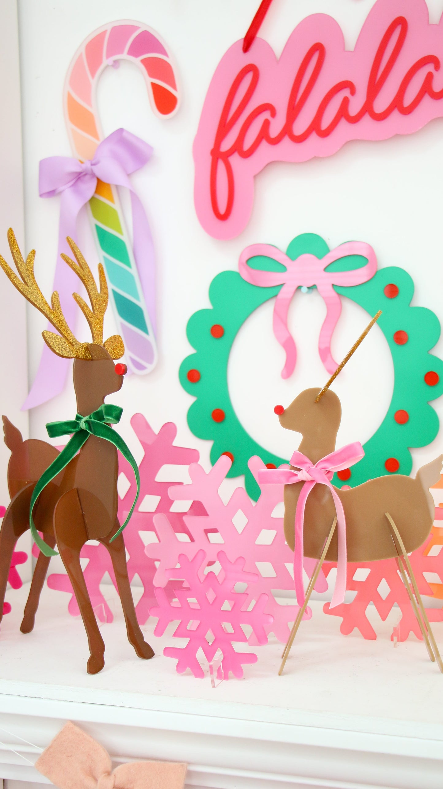 Acrylic reindeer - tan with gold antlers