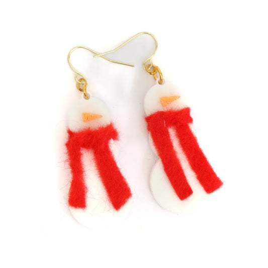 Acrylic snowman earrings - red scarf