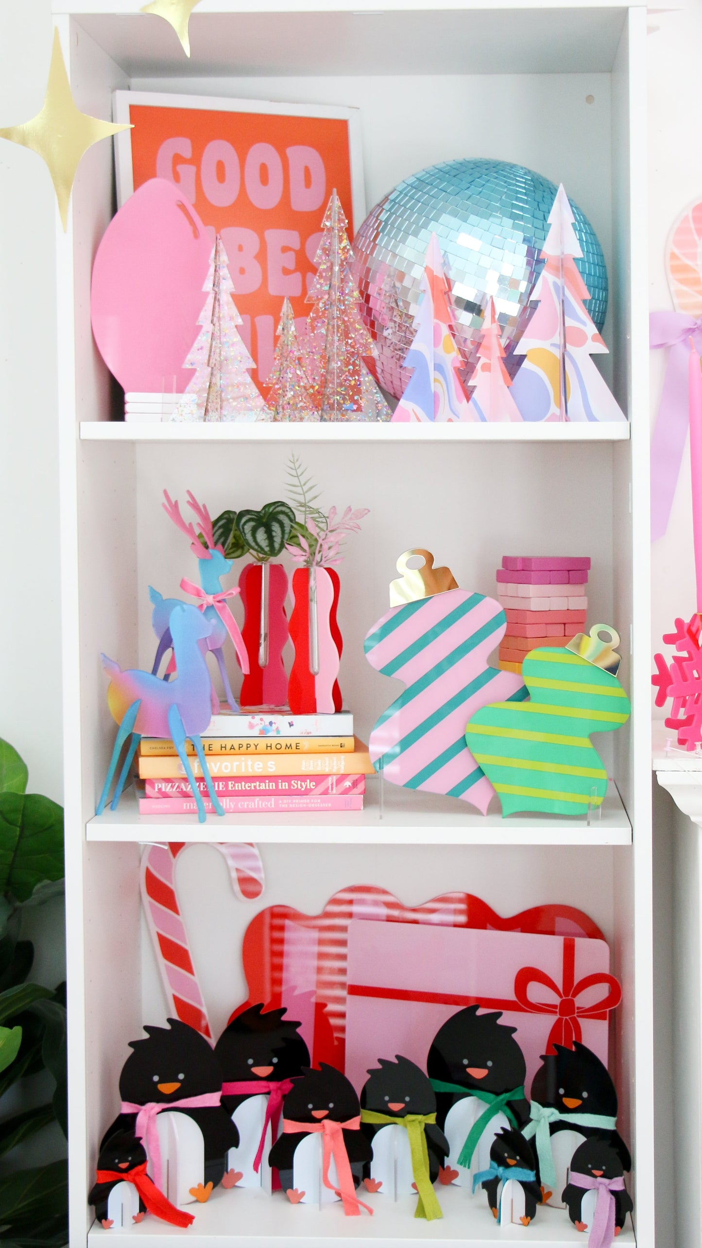 Lavender, pink, and Coral Swirl Patterned acrylic Christmas trees