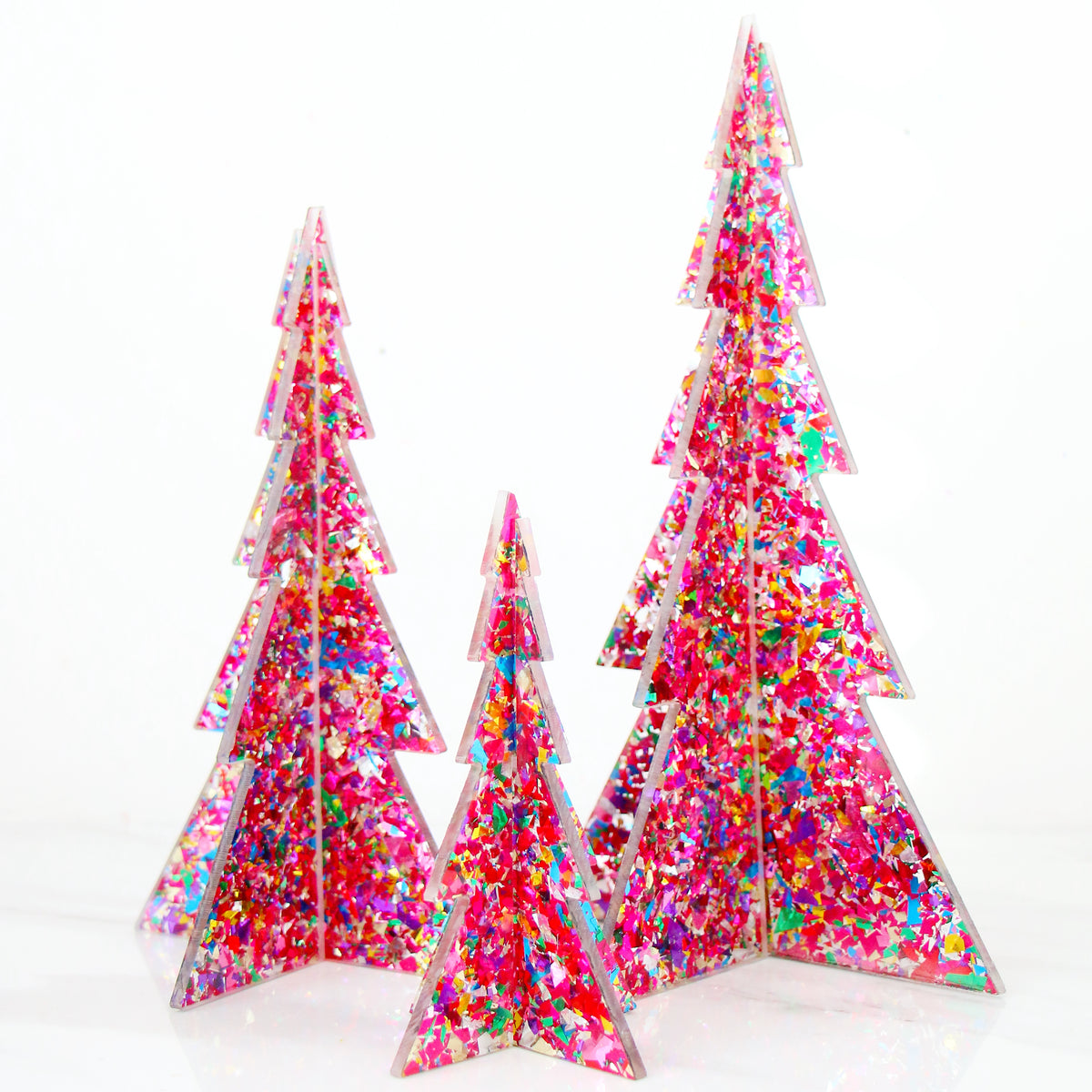 Full confetti acrylic Christmas trees