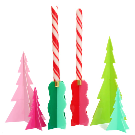 Color blocked Christmas candle holders