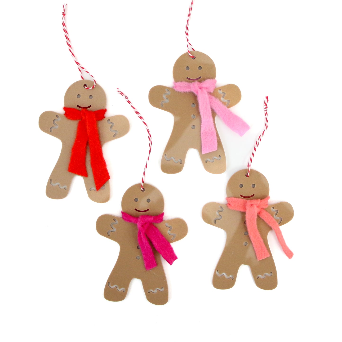 gingerbread men Ornament Set - Pinks