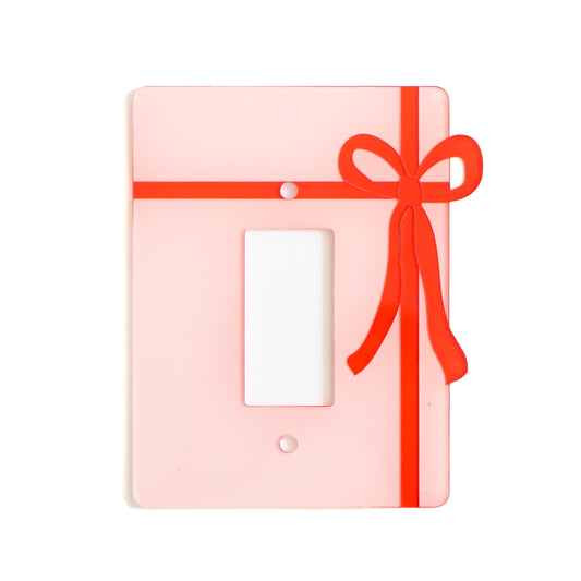 Gift box with bow acrylic light switch plate