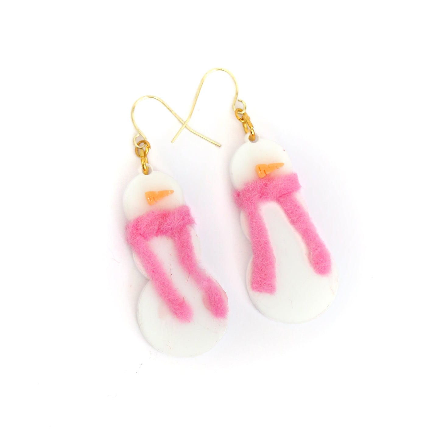 Acrylic snowman earrings - pink scarf