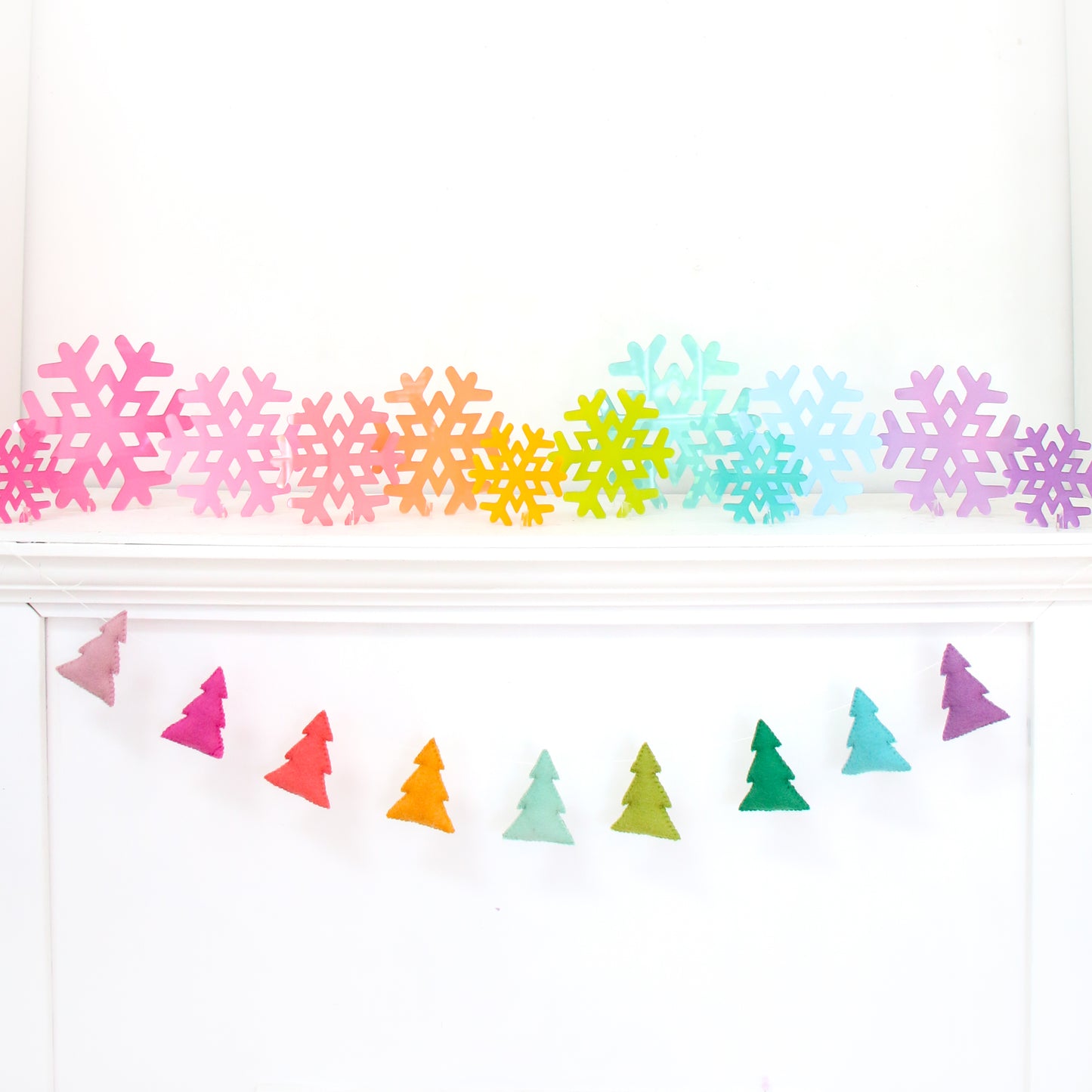 Acrylic snowflakes - warm color set