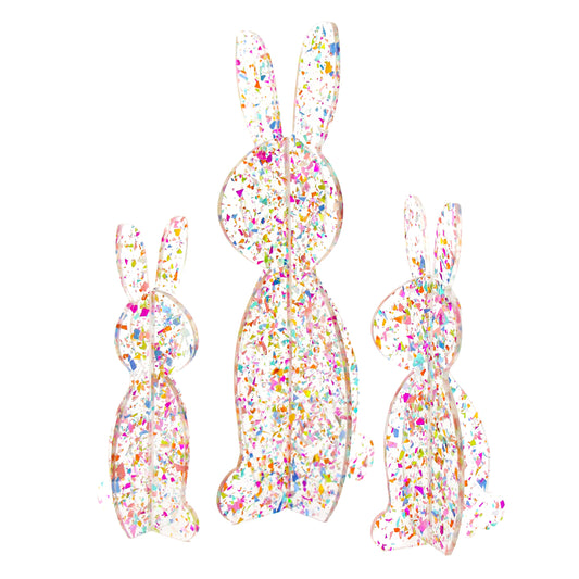 Confetti Acrylic Bunny Set of 3