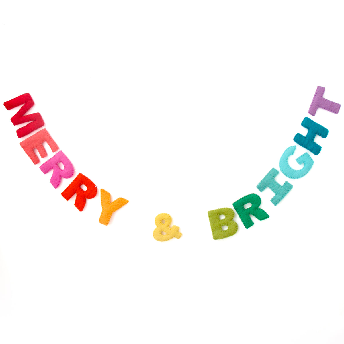 Merry & Bright Christmas felt garland decoration