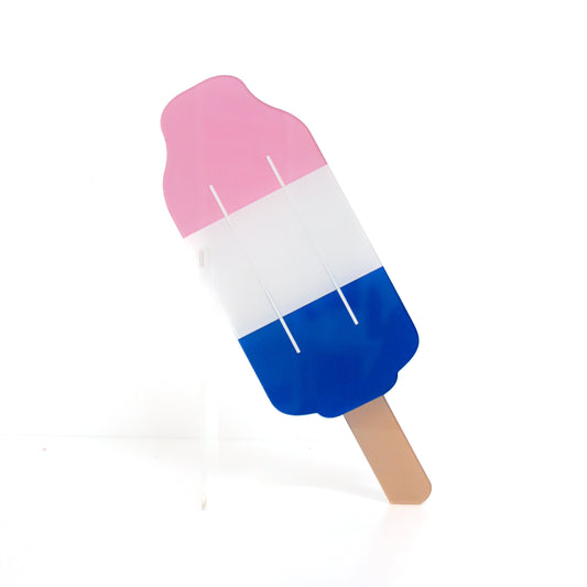 Light pink and blue rocket popsicle acrylic decor
