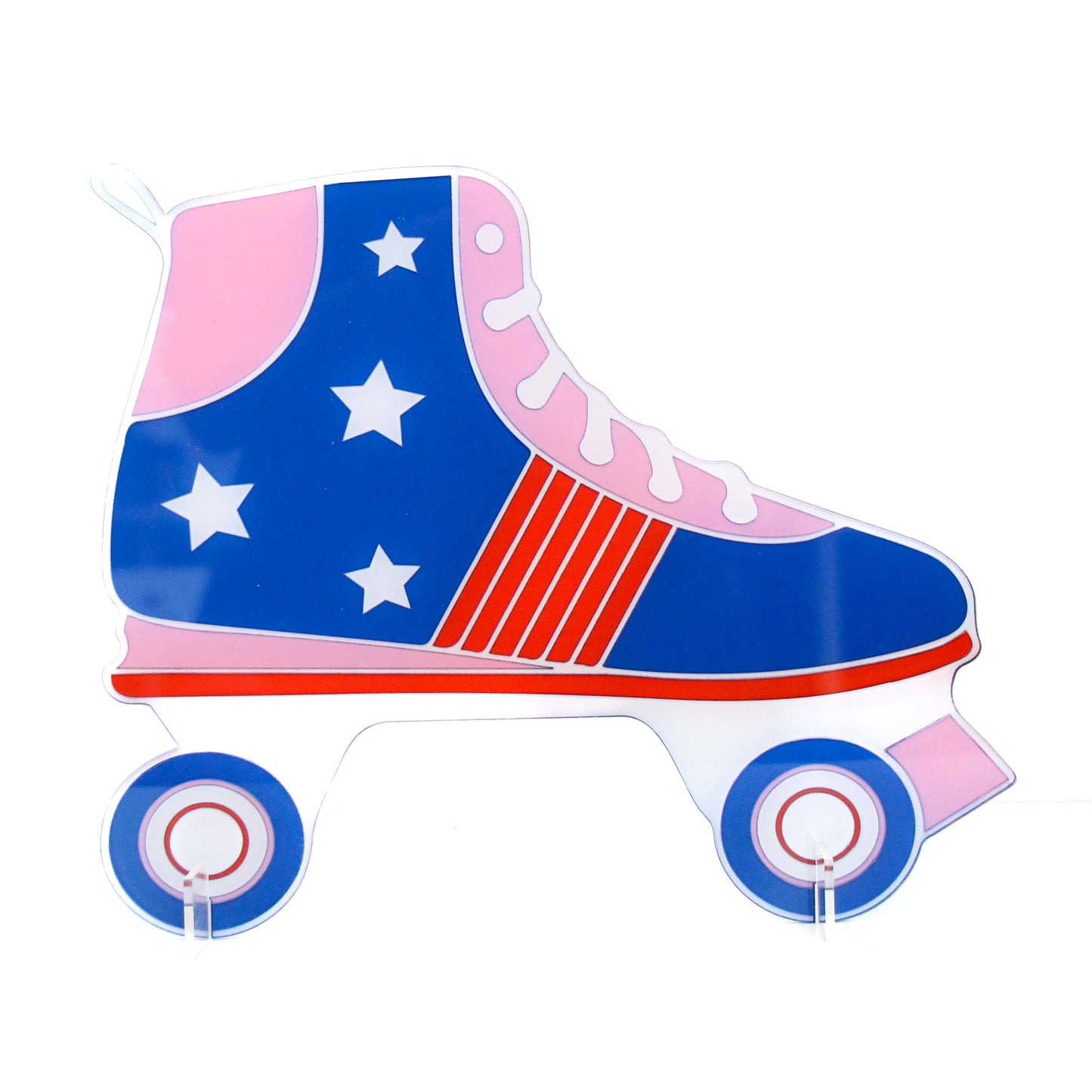 Patriotic red, white, and blue roller skate decoration