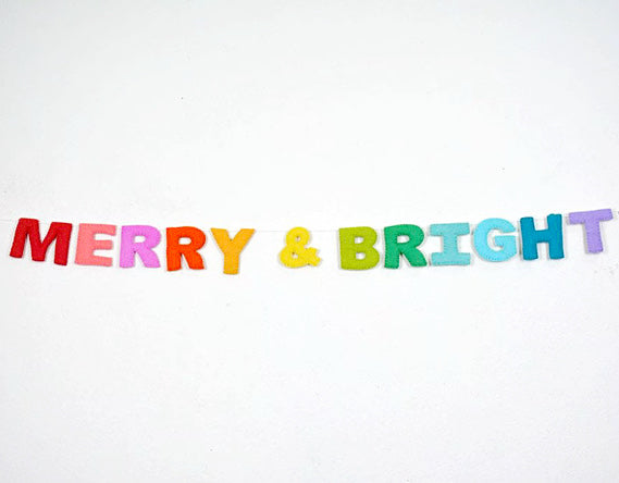 Merry & Bright Christmas felt garland decoration