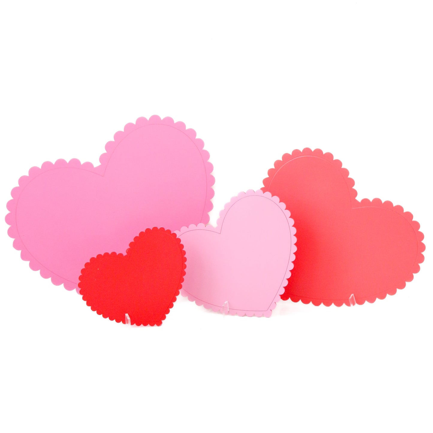 Red and Pink Scalloped Edge Acrylic Heart Decorations